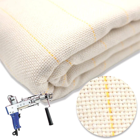45" x 45" Large Primary Tufting Cloth with Yellow Marked Lines for Tufting Gun, Monks Cloth for Rug Making Kit – Includes 1 Yarn Threader & 2 Glue...