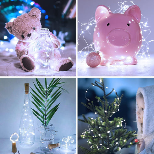 JMEXSUSS 2 Pack White Fairy Lights Battery Operated, Total 200 LED 66ft Twinkle Lights with Remote, 8 Mode White String Lights for Bedroom Ceiling...