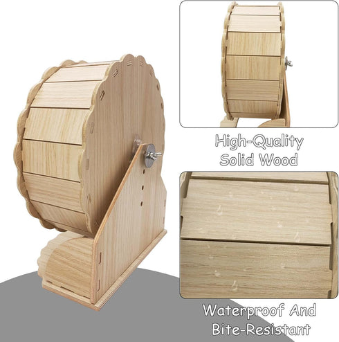 Hamiledyi Wooden Hamster Wheel, Small Pets Exercise Wheel, Silent Running Wheel for Gerbil, Mice, Guinea Pigs, Dwarf Syrian Hamster (8.26in)...
