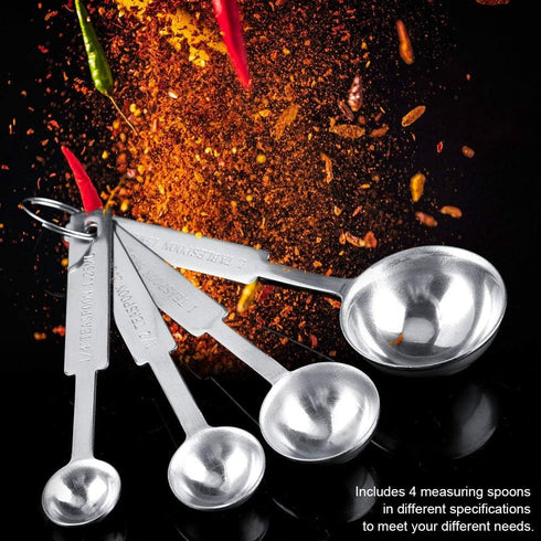 Stainless Steel Measuring Spoons Set of 4 Piece Including 1/10 tsp, 1/2 tsp, 1 tsp, 1 tbsp for Measuring Dry and Liquid Ingredients...