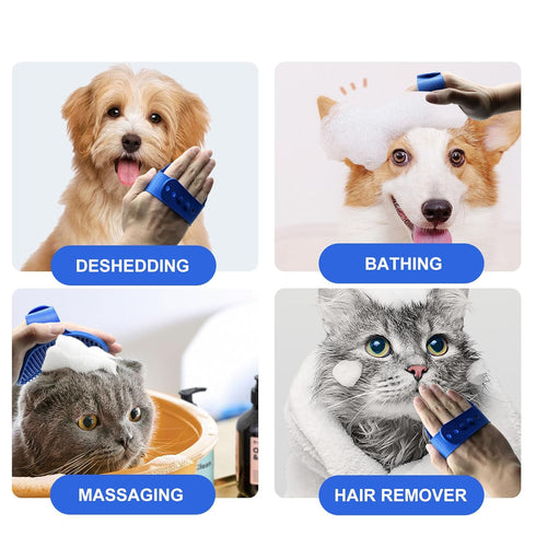Dog Bath Brush,Cuteabc 2Pcs Cat Grooming Comb Set Included Scrub Brush for Dogs Bath and Pet Steel Combs,silicone pet brush?dog bath brush scrubbe...