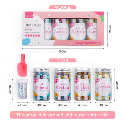 Sprinkles for Cookie Decorating, Sujoygar, Food Grade, 50g/bottle, Edible Sprinkles, Cake Decoration, Cupcake Toppers, Sprinkles for Cake Decorati...