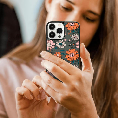 Vintage Pumpkins Head Flower Hear Phone Case Fit for iPhone iPhone 14 Pro Max, TPU Shockproof Protective iPhone Case Spooky Halloween Spider Web P...