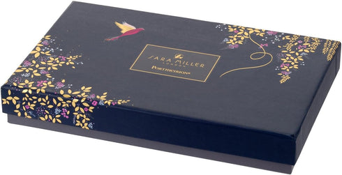 Portmeirion Sara Miller Chelsea Trinket Tray - 7.4 Inch Fine China Tray with 22 Karat Gold, Hummingbird Design in Dark Blue for Cheese Board - Dec...