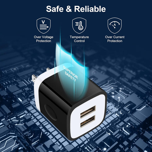 USB Wall Charger, Charging Blocks, 3Pack 2.1A/5V Charger Box Charging Cube Travel Plug Outlet Adapter for iPhone 15 14 13 12 11 Pro Max XR XS X,Sa...