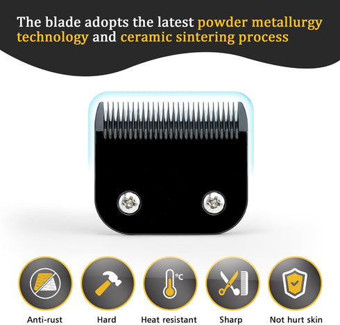 Black Detachable Steel Pet Dog Clipper Blades, Size-5FC, Compatible with Andis Cut Length 1/4"(6.3mm)?22th Ceramic Moving Blade...