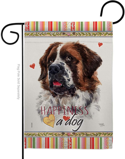 Breeze Decor St. Bernard Dog Happiness Garden Flag Puppy Spoiled Paw Canine Fur Pet Nature Farm Animal Creature House Decoration Banner Small Yard...