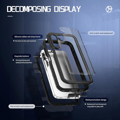 for Samsung Galaxy A15 5G Phone Case Waterproof IP68 Certified Dustproof Shockproof Built-in Screen Protector Full Body Case for Samsung Galaxy A1...