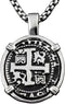 Piece of Eight Coin Pendant Necklace Pirate Spanish Jewelry + 316L Stainless Steel Chain...