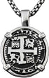 Piece of Eight Coin Pendant Necklace Pirate Spanish Jewelry + 316L Stainless Steel Chain...