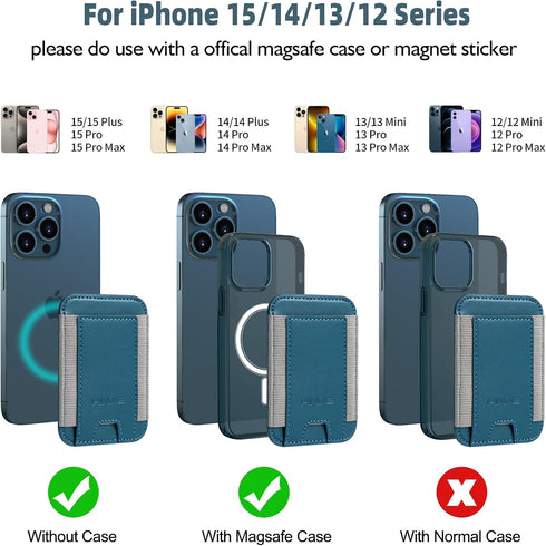HiWe for MagSafe Wallet, Magnetic Card Wallet Holder for iPhone 15/14/13/12 Series, Leather Wallet, Fit 6 Cards, Slim, RFID Blocking, Navy Blue......