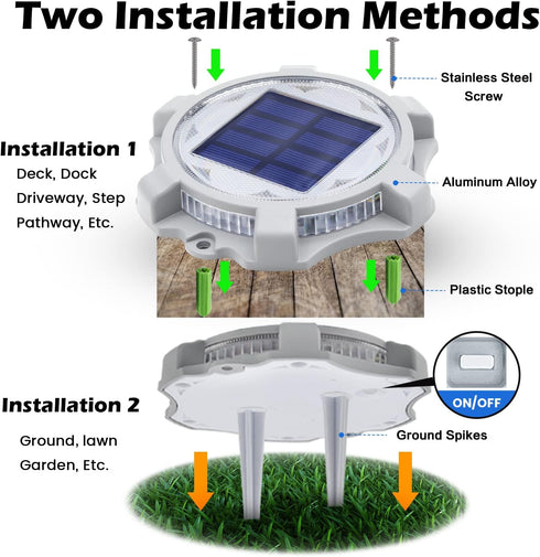 SIEDiNLAR Solar Deck Lights Outdoor 2 Modes LED Dock Driveway Markers Light Waterproof for Step Ground Walkway Stair Pathway Yard Garden Road 1 Pa...