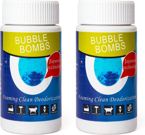2 Pcs Pipe Dredge, Bubble Bombs Drain Cleaner, Powerful Sink and Drain Cleaner Magic Bubble Bombs Fast Foaming Pipe Cleaner Powder Dredge Agent fo...