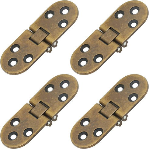 4PCS Bronze Butler Tray Hinge, Heavy Duty Folding Flip Top Hinge 180 Degree Round Edge Hinge for Folding Tables Sewing Machine Table Furniture Acc...