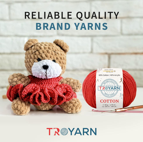 Cotton 60% Cotton 40% Acrylic Yarn, Soft, Fine/Sport (2) for Crochet and Knitting 1.76 Oz (50g) / 180 Yds (165m) (10317 - Yellow)......