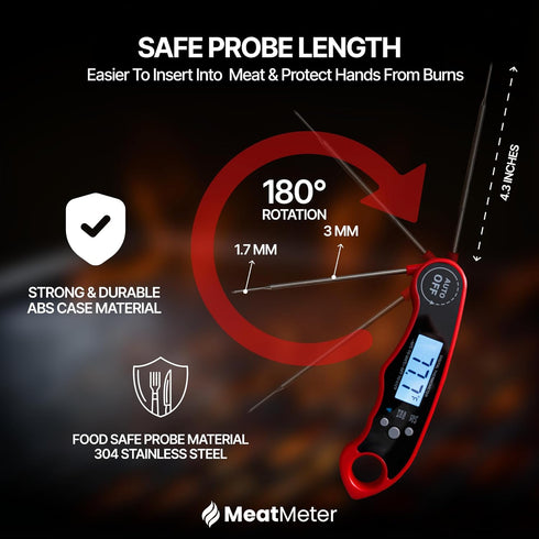 Digital Meat Thermometer for Grill/Cooking Fast Instant Read Waterproof Magnetic Probe Thermometer w/Backlight and Display for Kitchen, BBQ, Fryin...