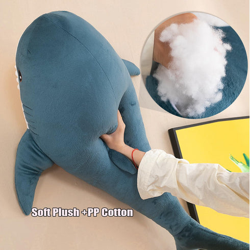 Giant Shark Plush Pillow Soft Toy Stuffed Blue Shark Animal Pillow Comfortable Sleeping Pillow Back Cushion Doll Gift for Kids (Blue, 60cm/23.62in...