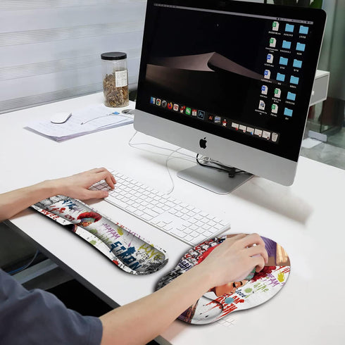 Ergonomic Mouse Pad Wrist Support Gel and Keyboard Wrist Rest Set for Laptop, Mac, Gaming and Office, Durable, Comfortable and Pain Relief + Coast...