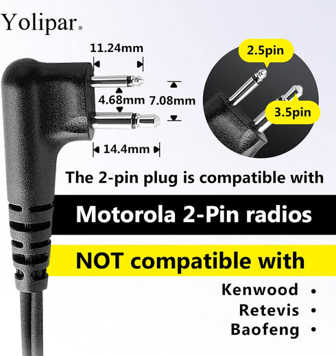 PR400 Earpiece Compatible with Motorola Radio CLS1410 CLS1110 CP200 GP300 GP2000 Walkie Talkie with PTT Mic 2 Pin Headset Single-Wire Surveillance...