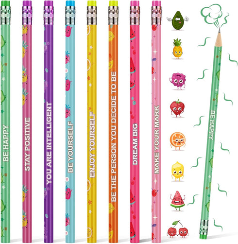 Leinuosen 60 Pcs Scented Pencils for Kids Inspirational H Pencils with Erasers Cylinder Colorful Fun Wood Pencils Motivational Graphite Pencils wi...