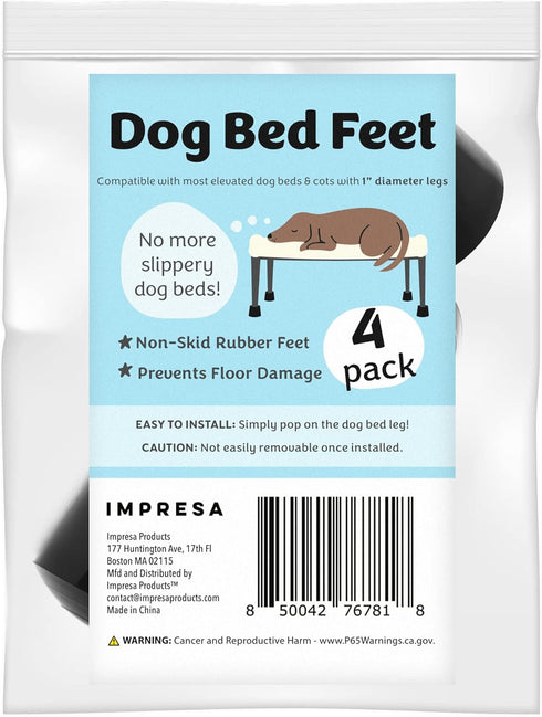IMPRESA [4 Pack 1” Wide Elevated Dog Bed Feet to Protect Floors - Raised Dog Bed Stabilizers to Reduce Sliding - Dog Cot Feet - Elevated Pet Bed A...