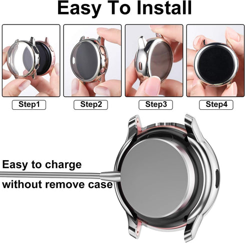 GEAK 3 Pack Full Cover Screen Protector Case for Samsung Galaxy Watch Active 2 40mm Silver/Gray/Rosegold...