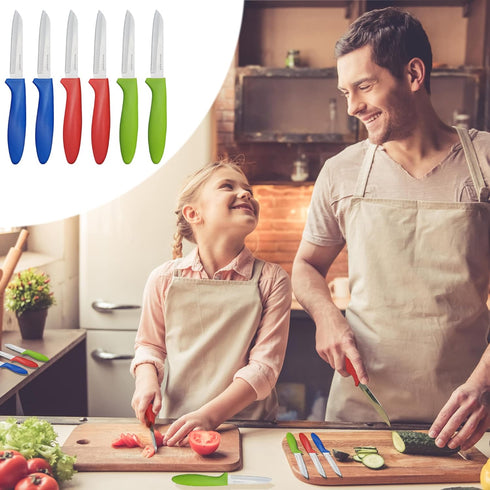 Paring Knife set of 6 PCS, 3.5 Inch Stainless Steel Fruit and Vegetable Knives,Comfortable Handle With Multi-Color Red/Green/Blue...