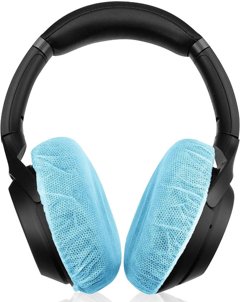 Tvoip 100Pcs Blue Non-Woven Sanitary Headphone Ear Cover, Disposable Super Stretch Covers Washable, for Most On Ear Headphones Earpads (9cm / 3.54...