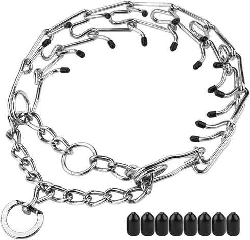 Prong Collars for Dogs, No Pull Dog Collar, Dog Training Collar for Large Medium Small Dogs, Stainless Steel Adjustable with Comfort Rubber Tips (...