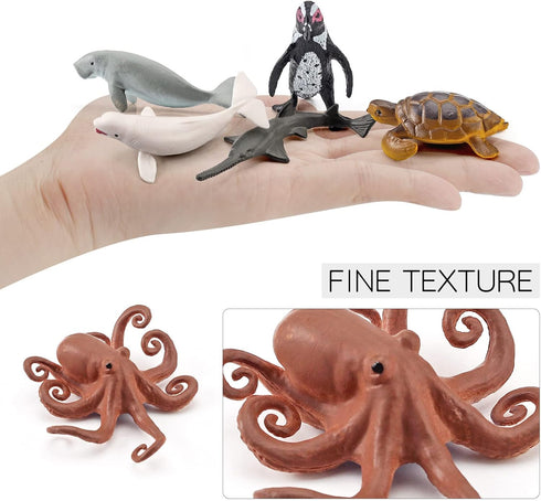 Ocean Sea Marine Animal Figure Toys Playsets 6 PCS Mini White Whale Sea Turtle Penguin Octopus Mermaid Model Toy Desktop Decoration Collection Par...