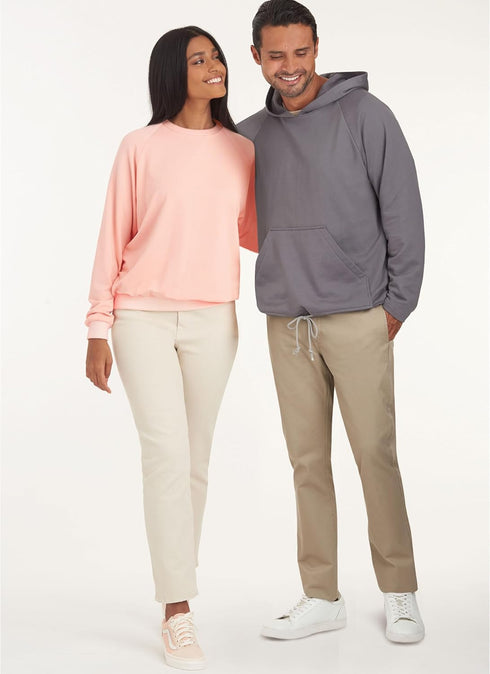Simplicity Unisex Raglan Pullover Shirts Sewing Pattern Packet, Design Code 6580, Sizes XS-S-M-L-XL, Multicolor...