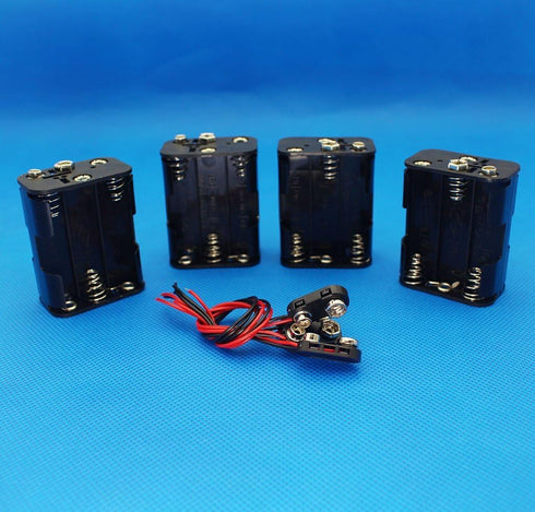 4Set 6 x AA Thicken Battery Holder and T Type Wired Battery Clip Standard Snap Connector...