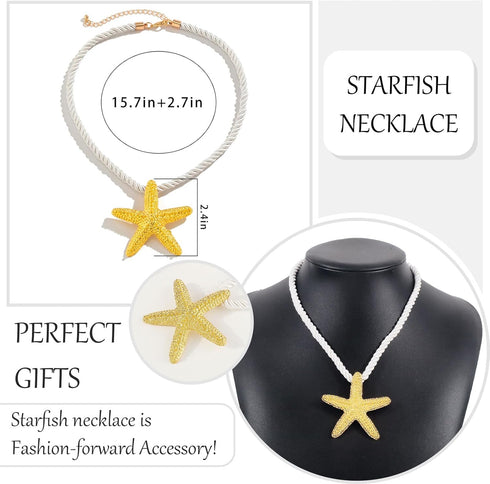 Dcfywl731 Starfish Necklace Seashell Necklace for Women Gold Beach Charm Necklace Trendy Layered Shell Conch Necklace Summer Surfer Neclace Beach ...