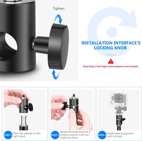 Neewer Rapid Adapter Convert with 1/4" Screw 2-Pack, Multi-Functional Light Stand Tip Adapter — Fits for Studio Monitor Stand, Camera Mount, Photo...