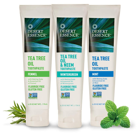 Desert Essence Tea Tree Oil Toothpaste - Mint - 6.25 Oz - Refreshing Taste - Deep Cleans Teeth & Gums - Helps Fight Plaque - Sea Salt - Pure Essen...