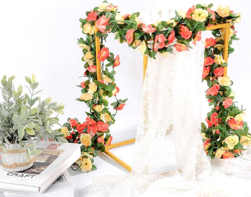 Miracliy 9Pcs 74FT Flower Garland Artificial Rose Arch Vines Fake Spring Floral Garland for Flower Wall Backdrop Wedding Mothers Day Garden Tea Pa...