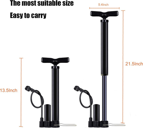 Bike Pump, Air Bicycle Pump Inflator with Pressure Gauge for Presta and Schrader Valve Tire Ball Bike Portable Pumps 160PSI...