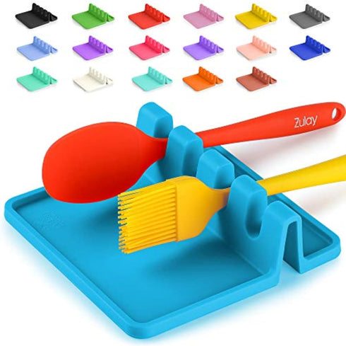 Zulay Kitchen Silicone Utensil Rest with Drip Pad for Multiple Utensils - BPA-Free, Heat-Resistant Spoon Rest & Spoon Holder for Stove Top - Kitch...