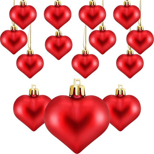 Frienda 24 Pcs Valentine Heart Shaped Ornament Heart Ornaments Christmas Tree Baubles Hanging Decoration for Valentine Wedding Anniversary Mother'...