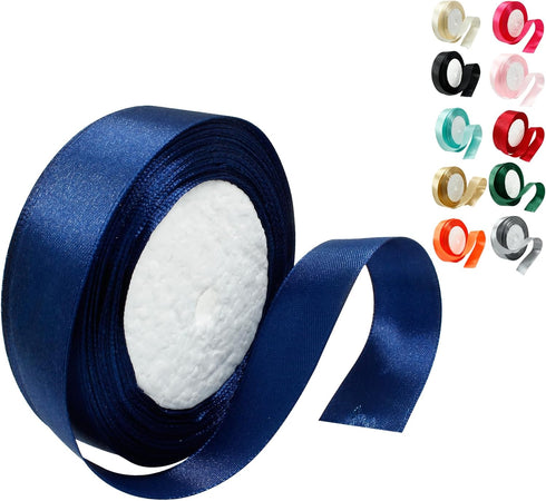 Navy Blue Satin Ribbon 1 Inch x 25 Yards Ribbon, Wedding Bouquet Ribbon Navy Blue Silk Ribbon, Silky Polyester Ribbon Shiny Fabric Ribbon for Hair...