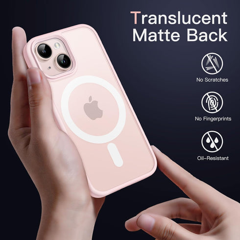 JETech Magnetic Case for iPhone 13 Mini 5.4-Inch Compatible with MagSafe, Translucent Matte Back Slim Shockproof Phone Cover (Pink)...