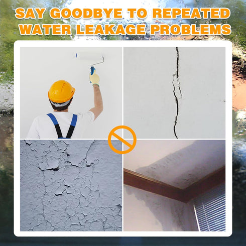 Invisible Waterproof Adhesive - 10.6oz Water-Based Transparent Waterproof Coating with Brush, Wall Bathroom Roof Liquid Waterproof Sealant Anti Le...