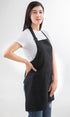 Black Professional Resist Water Adjustable Extra Long Bib Apron 3 Pockets Home Kitchen Garden Restaurant Cafe Bar Pub Bakery for Cooking Chef Bake...