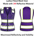 Vest for Women with Pockets, Mesh Reflective Vest High Visibility, ANSI Class 2 Made with 3M Reflective Tape, Purple XL...
