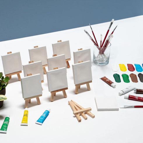 Hello, Artist! Party Pack Mini Canvas with Easel, 4 Pieces, None...