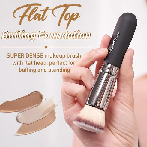 Flat Top Buffing Foundation makeup Brush ULTRA SOFT DENSE Kabuki Make up Brush for Liquid, Cream, Mineral Powder Blending, Flawless Face Brush mak...