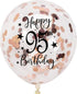Rose Gold 95th Confetti Latex Balloons, Woman Happy 95 Years Birthday Party Balloon Decoration With Confetti, 12in, 16 Pack...