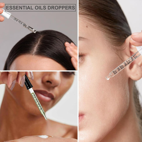 10Pcs Eye Dropper with Durable Rubber Head, 1ml Glass Dropper, Liquid Droppers for Oils, Eye Droppers for Medicine, Precise Pipette Droppers for C...