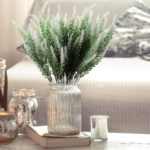 Artificial Flowers 6 Bundles Lavender Bouquet for Wedding Home Office Decoration - White...