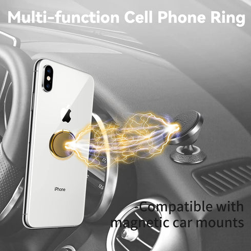 Metal Cell Phone Ring Holder Finger Ring Stand, 360 Degree Rotation Ring Kickstand Grip Holder for Magnetic Car Mount, Gold...